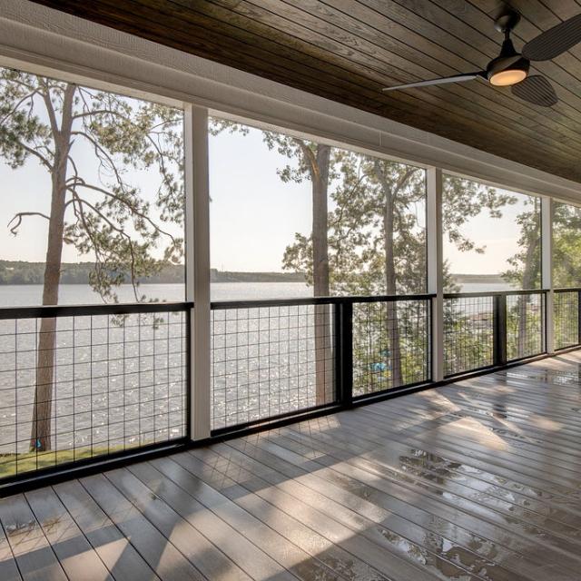 Lakeside view from rear screened porch on Rafter B Custom Home